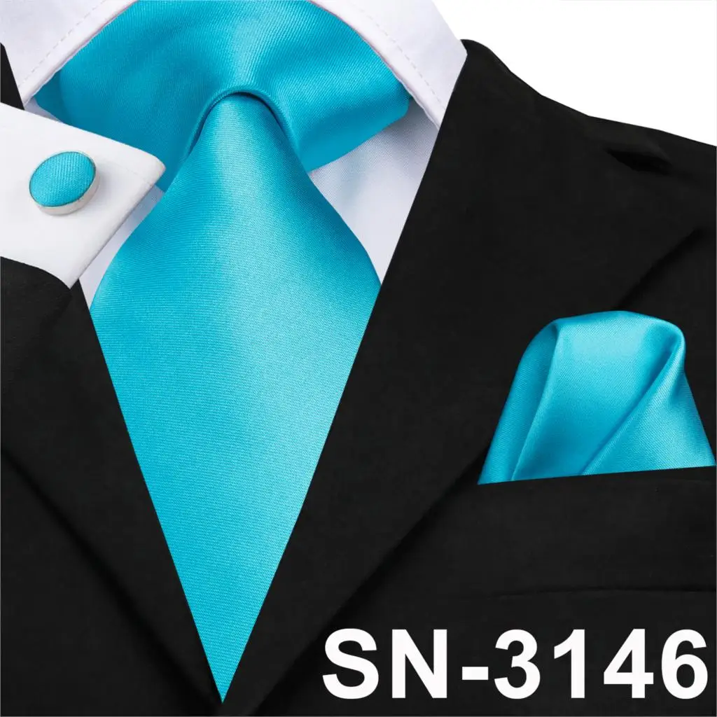 SN-3142 Hi-Tie мужской галстук шелковый галстук золотой желтый плотные галстуки для мужчин Модный свадебный деловой ГАЛСТУК, носовой платок, запонки набор для мужчин - Цвет: SN-3146