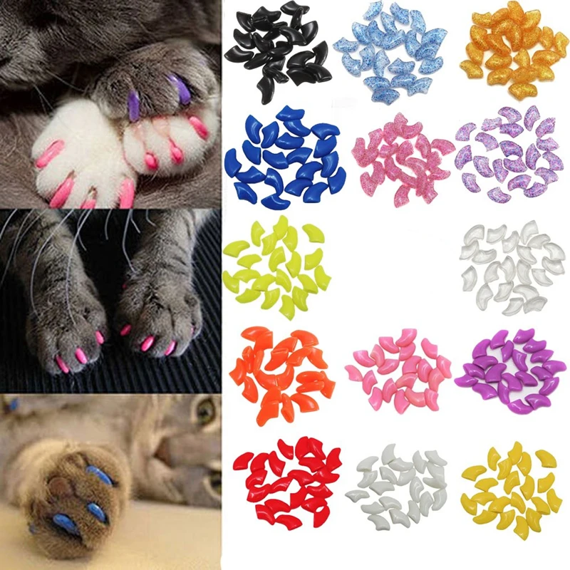 

20pcs Soft Pet Nail Caps Dogs and Cats Paws Grooming Nail Claws Caps Covers of 1 Kind 1Pcs Adhesive Glue Pet Supplies