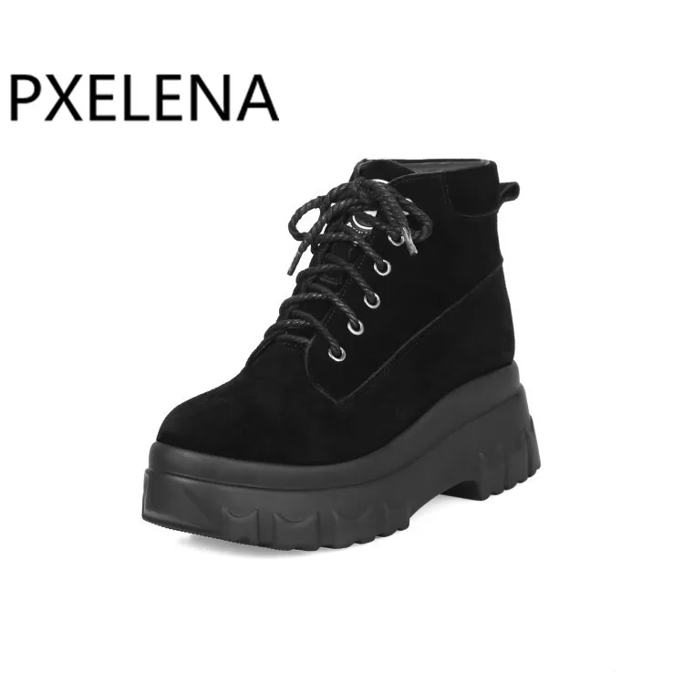 PXELENA 2018 г. Новые винтажные Creeper ботильоны на толстой платформе женские готические