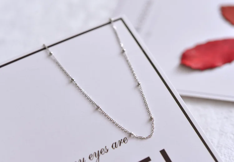 925 Silver Chain Chocker Necklace Gold n Silver Color Cool Girl Necklace Little Beads Simple Style Delicate Jewelry for Women