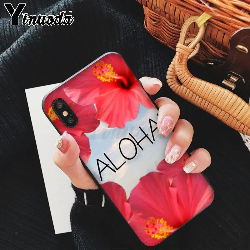 Yinuoda Aloha Летний Полосатый Мягкий резиновый черный чехол для телефона Apple iPhone 8 7 6 6S