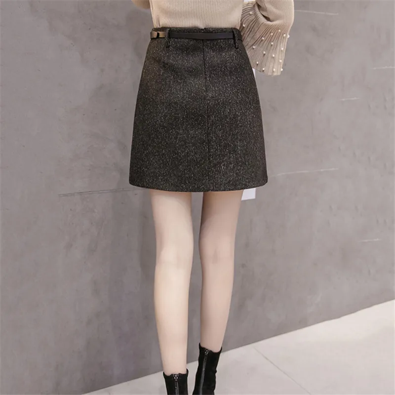 Женская шерстяная юбка с высокой талией облегающая короткая модель DD0835 на осень