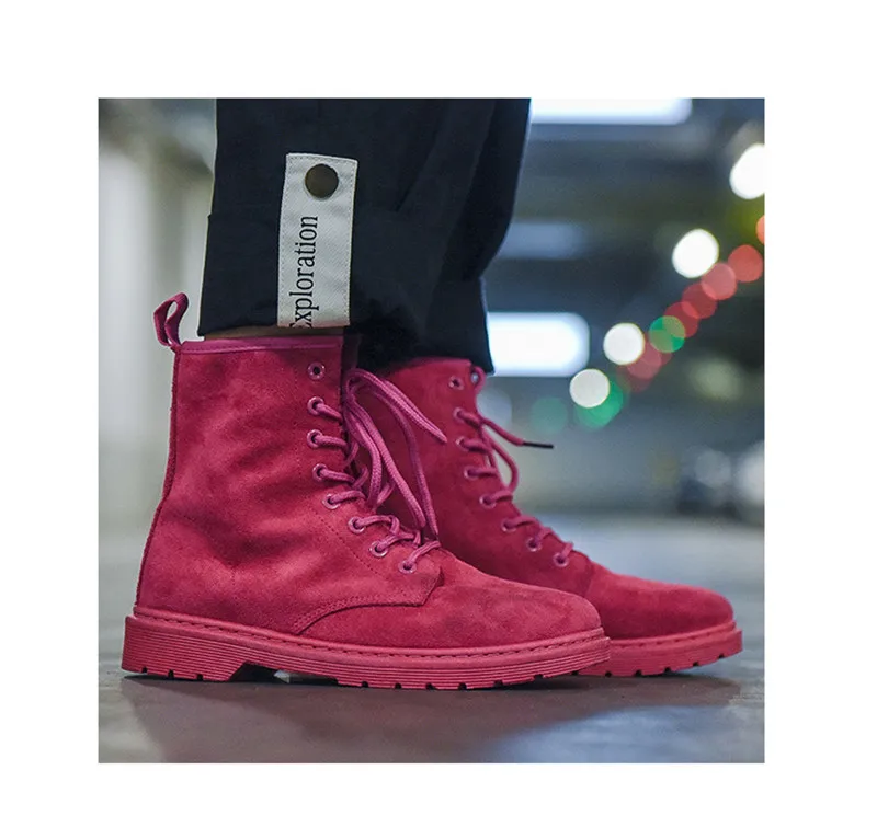 Женская мотоциклетная обувь цвет белый розовый уличные зимние Ботинки martin