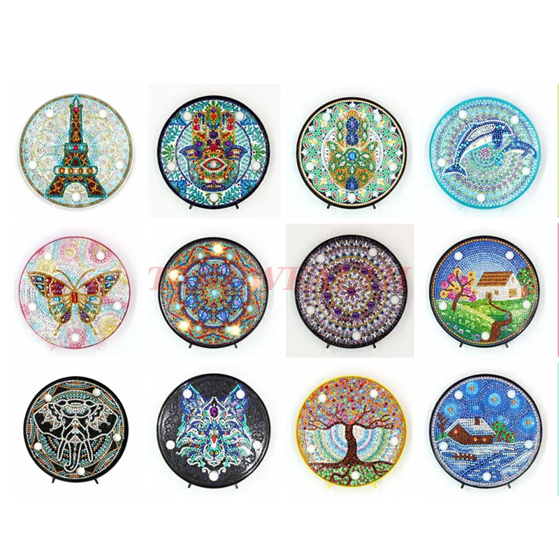 

new DIY Cool animal butterfly Landscape tree LED Light Full Drill Diamond Painting Home bedroom Night Lamp for children gift