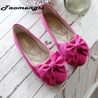 taomengsi spring new peas shoes female flat shoes shallow mouth bow round soft bottom large size womens rose red shoes 42 43