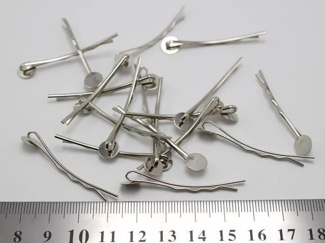 100 Серебристые Металлические изогнутые заколки для волос 42 мм с накладкой |