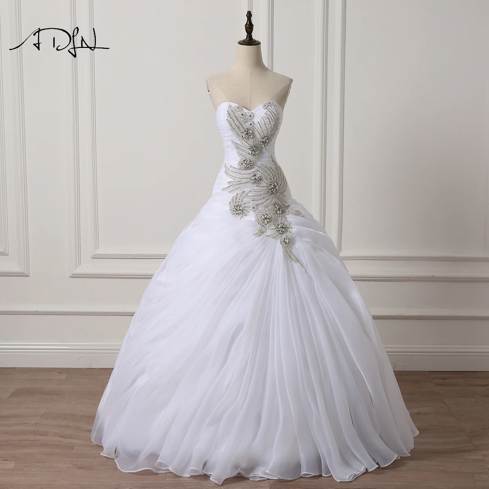 

Свадебное платье ADLN, свадебное платье без рукавов, стразы, бальное платье из органзы, индивидуальный пошив, цвет белый/слоновая кость