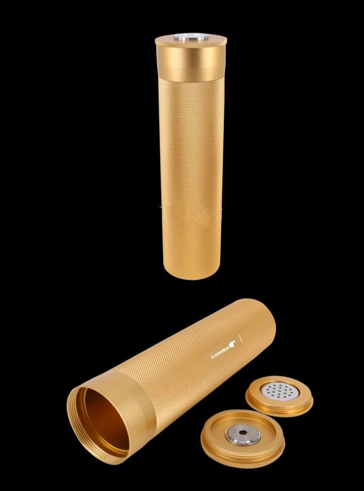 COHIBA мини гаджеты путешествия алюминиевый сплав трубки портативный хьюмидор металлическая банка увлажнитель гигрометр сигары аксессуары чехол