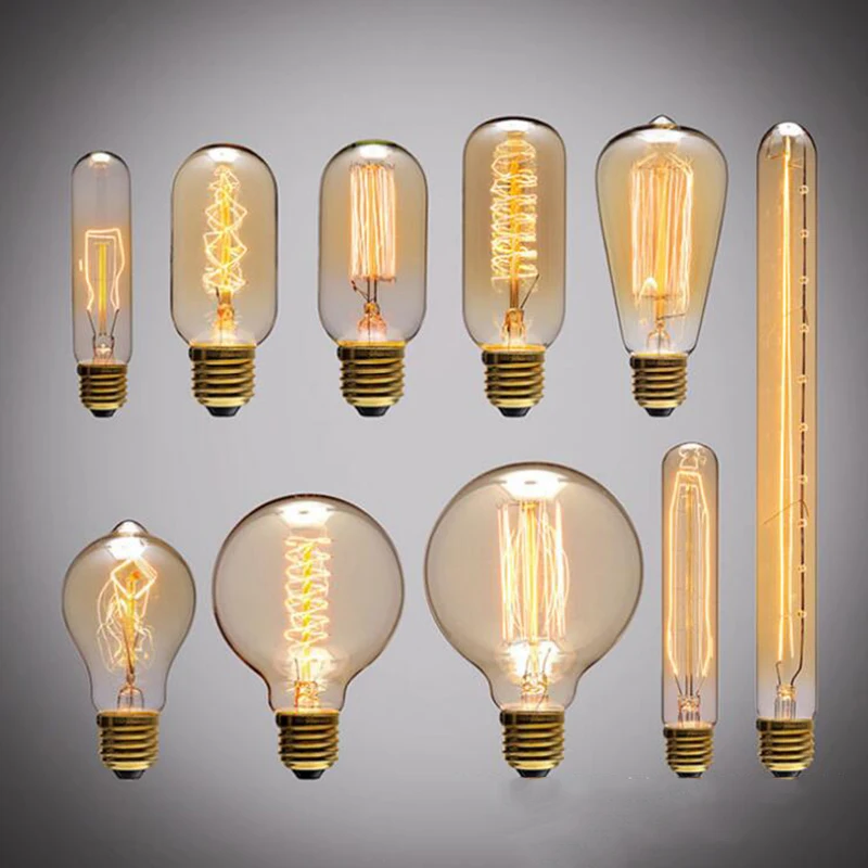 Ретро Edison led светильник лампочка E27 220 В 40 Вт ST64 T10 T45 T300 G95 нити Винтаж ампулы лампа накаливания Эдисона лампа подвесной светильник s