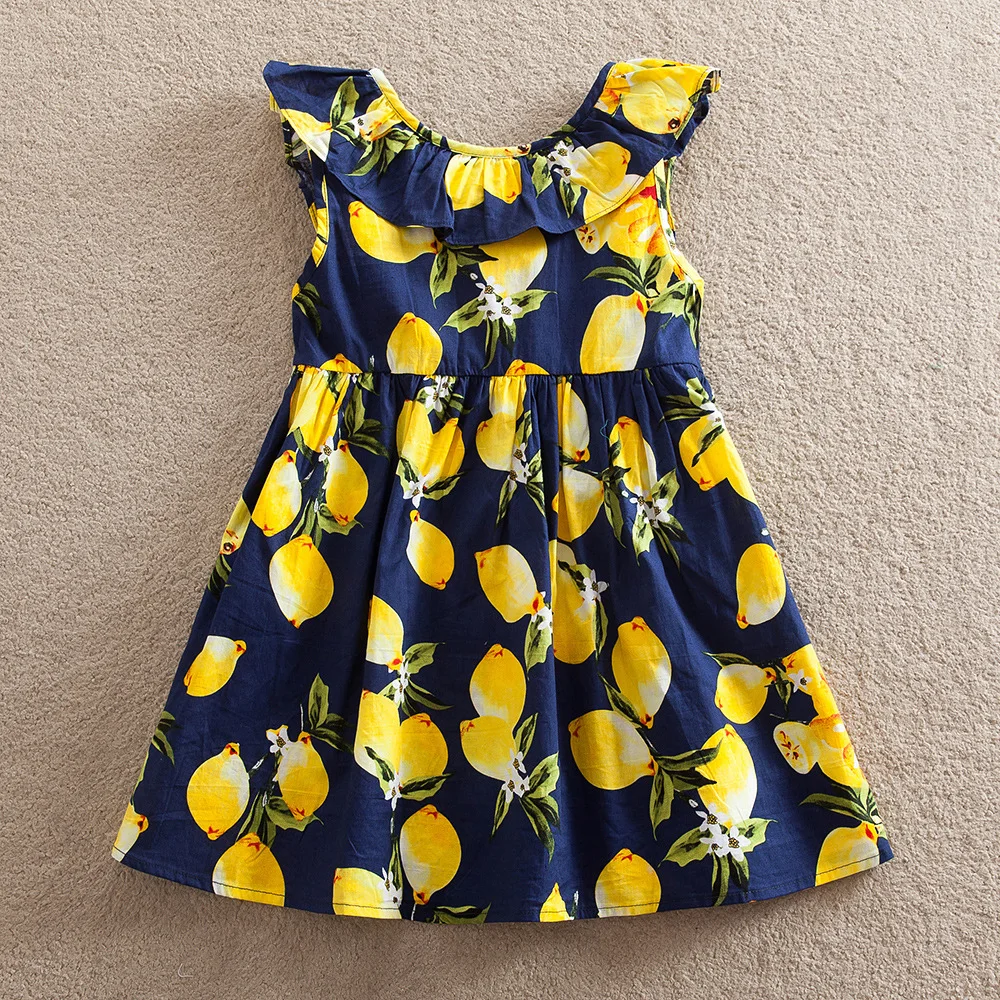 girl party dress Sleeveless cotton baby Lovely The Lemon pattern dresses design princess style clothes | Детская одежда и обувь