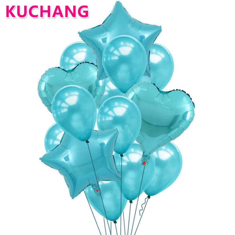 

1Set Tiffany Blue Balloon Bouquet Star Heart Foil Latex Globos Helium Inflatable Baby Shower Wedding Birthday Party Decorations