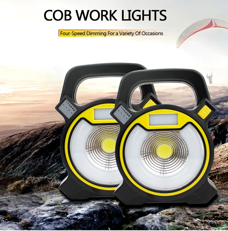 15 W COB переносной светодиодный прожектор Фонари 4 режима работы на открытом воздухе свет аварийный прожектор лампы 18650 для кемпинга Пеший туризм палатка свет