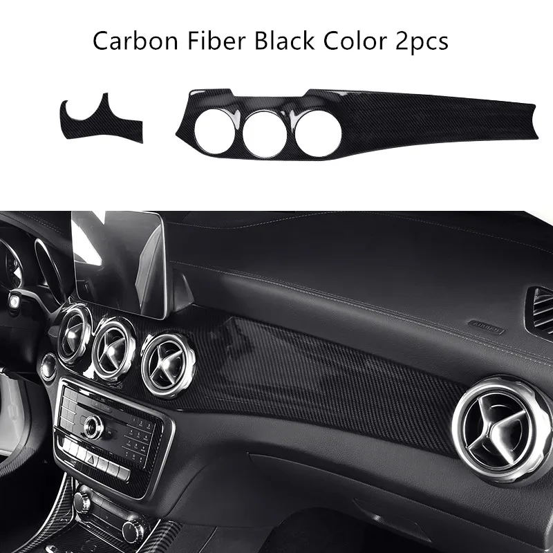Dashboard Carbon Украшение панели кондиционера автомобиля для Mercedes Benz GLA X156 CLA C117 2013-18 LHD углеродное волокно цветная центральная консоль рамка наклейка - Название цвета: Dashboard Carbon