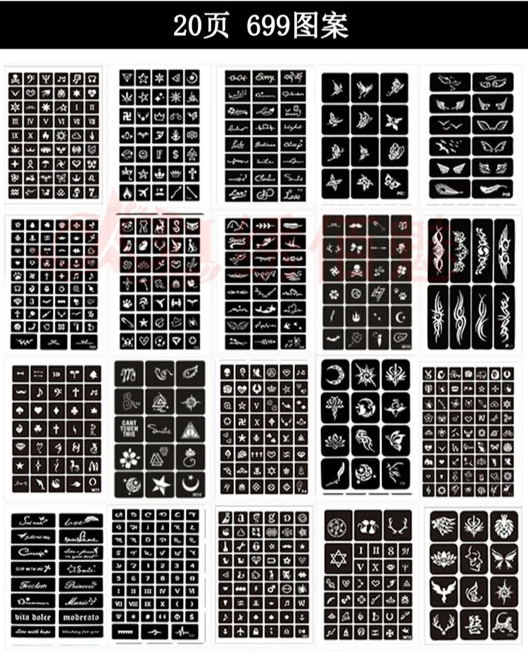 669 шт./компл. многоразовые хны Трафареты бабочка кошка буквы чехол с тигром привлекательной блеск тату комплект стенсил трафарет для аэрографа Schmink Sjabloon