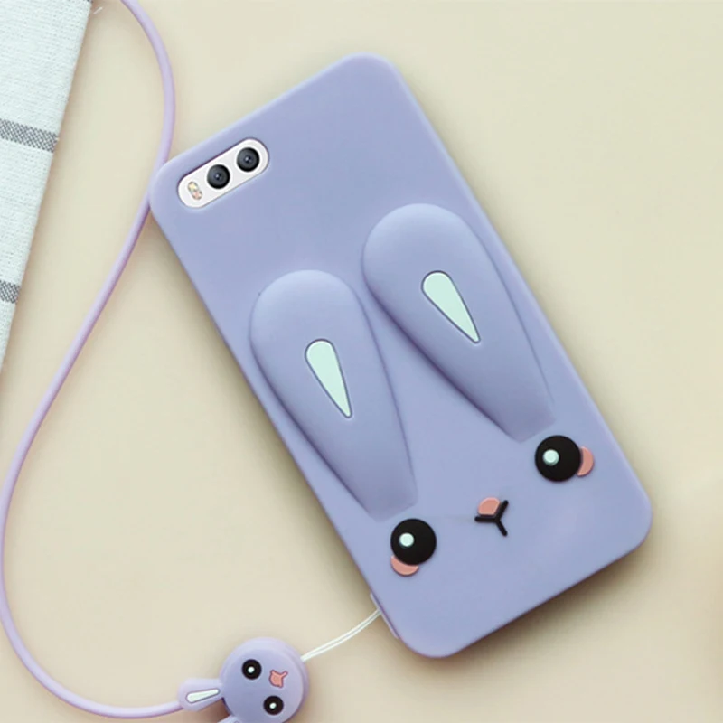 Cute Color Printed Case for Xiaomi Mi Note 3 Soft Silicon Back Cover with Lanyard Funda |