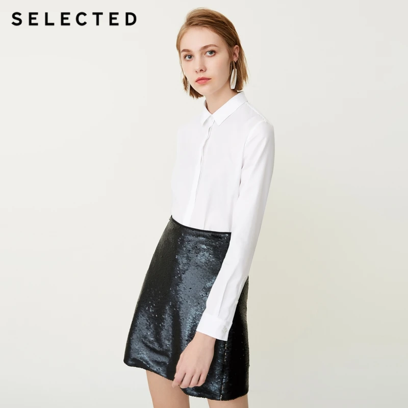 Отборная Женская Базовая рубашка с длинными рукавами из 100% хлопка SIG | 418305519