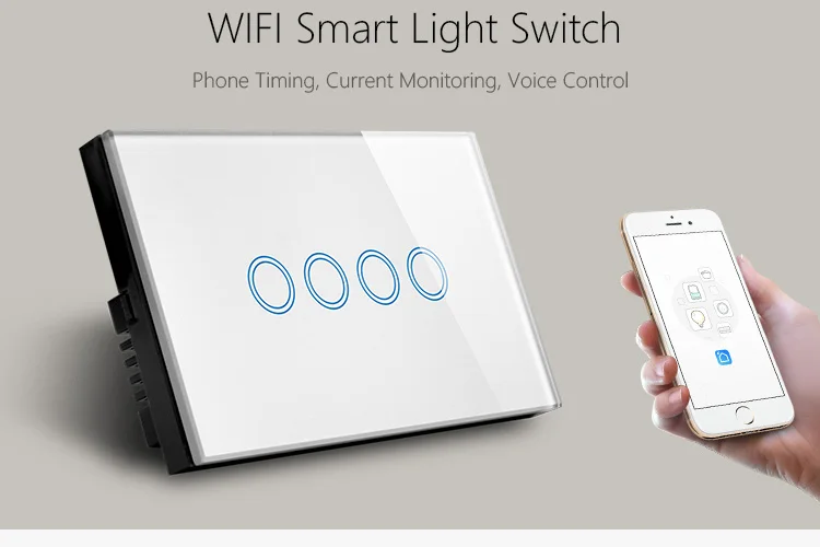 ASEER Smart Life Tuya 4 банда Wi-Fi светильник переключатель, AU/US беспроводные интеллектуальные Настенные переключатели совместимый с Alexa и Google Assistant