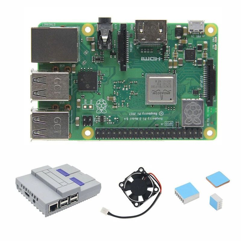 4 в 1 Raspberry Pi 3 Model B + (плюс) плата мини-чехол/корпус охлаждающий вентилятор радиаторы
