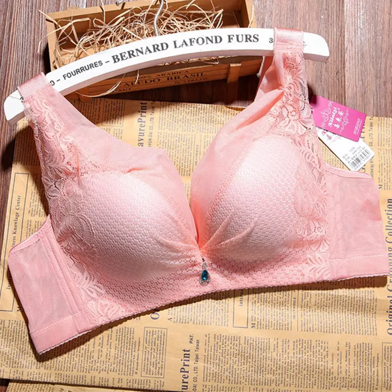 

Wide Straps Wireless Female Bras Women Push Up Bra Lace Mesh Hollow Bralette
