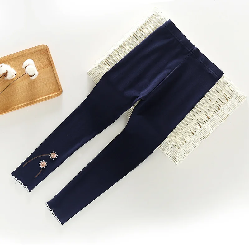 Обтягивающие штаны для девочек с объемными цветами в стиле пэчворк брюки мягкие