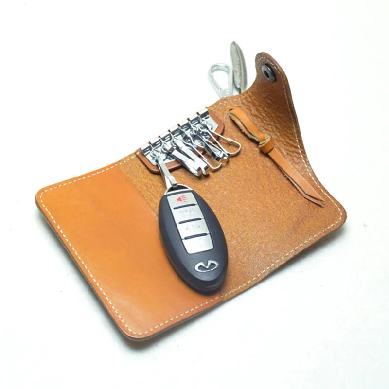 Винтажный кошелек для ключей из натуральной кожи мужчин и женщин ручной работы