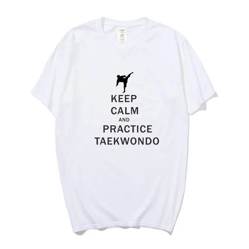 Забавная футболка с надписью Keep Calm And Workout Taekwondo Мужская хлопковая коротким