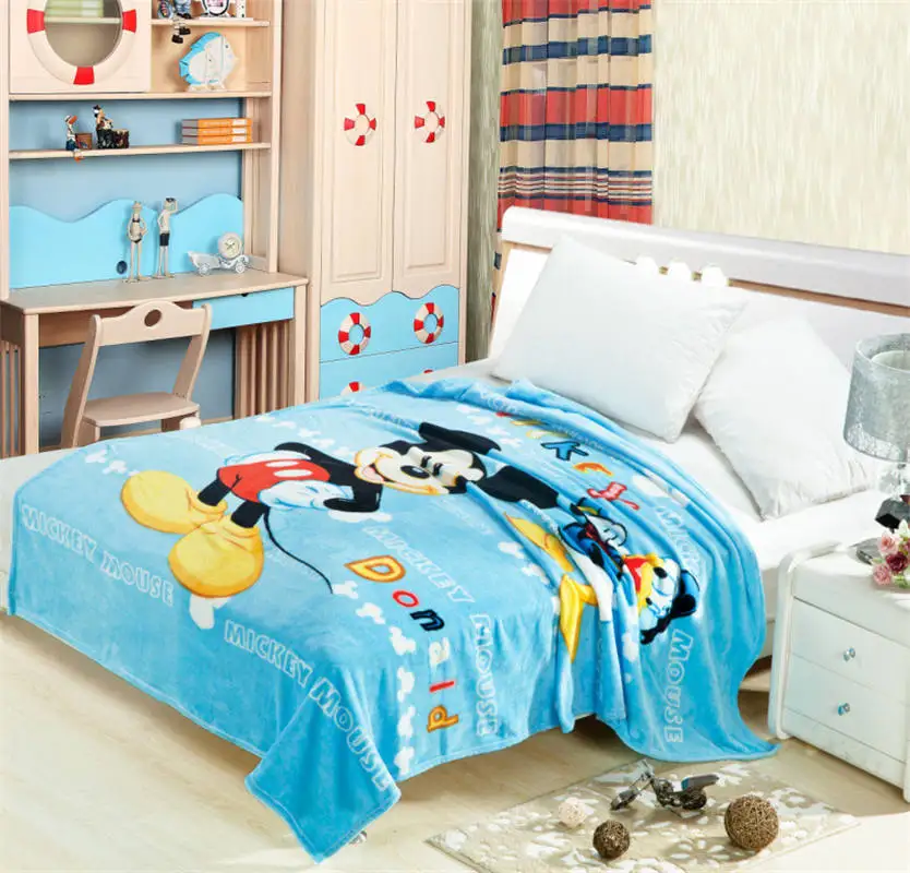 blue Mickey Дисней мультфильм Минни Микки Маус мягкий фланелевый плед для девочек мальчиков детей на кровать диван дети подарок 150X200 см - Цвет: blue Mickey
