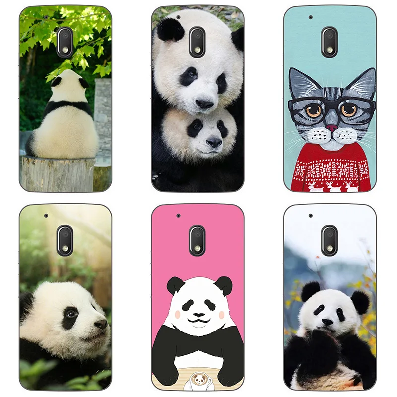 Soft silicone Phone Cases For Motorola Moto G4 Plus TPU panda Cover Coque Print painting animal style Case |