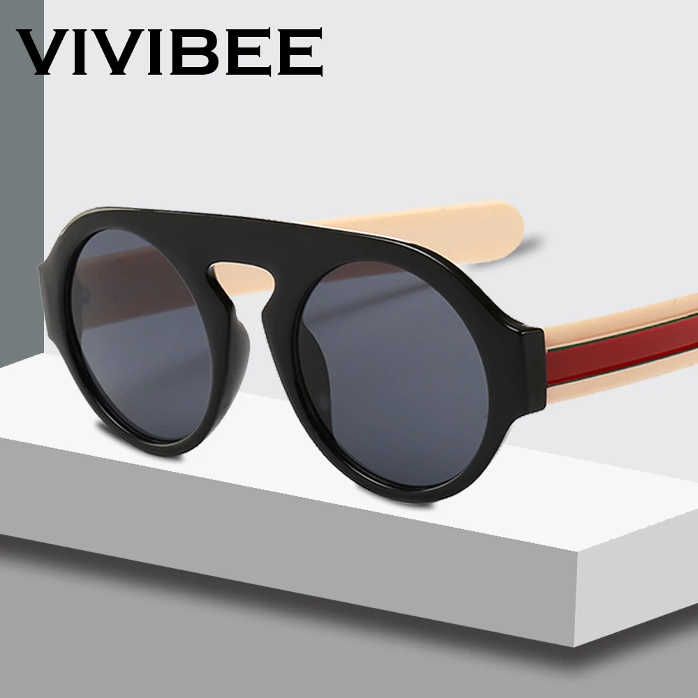 VIVIBEE винтажные круглые желтые солнцезащитные очки с линзами для женщин и мужчин