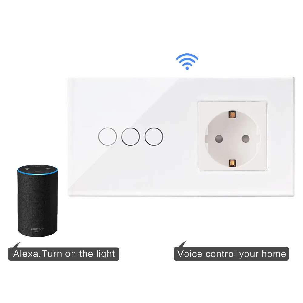 Bingoelec WIFI сенсорный выключатель стандарт ЕС 3 банды 1 способ Хрустальное стекло