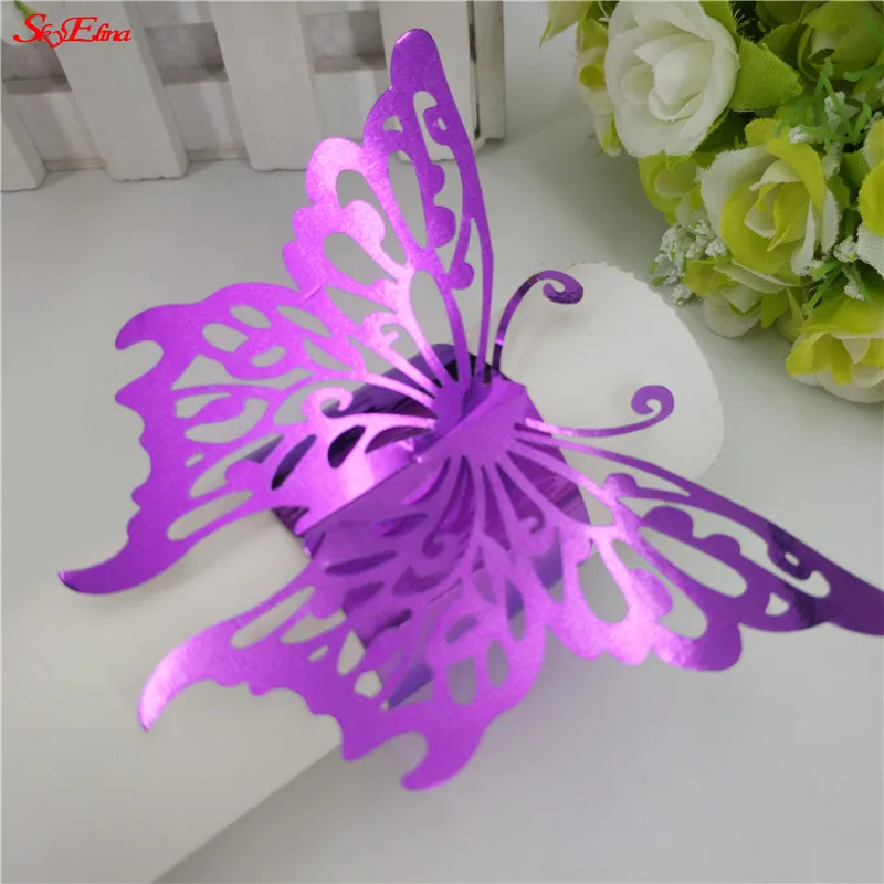 100 шт. бумажные кольца для салфеток с жемчугом|napkin rings|serviette holderbutterfly napkin rings |