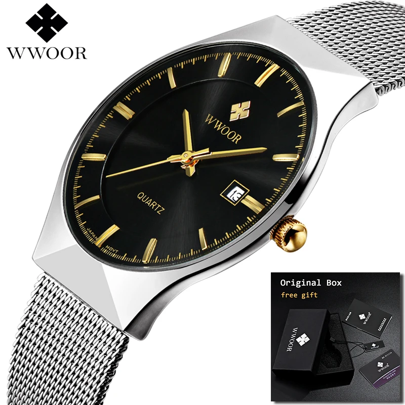 2019 WWOOR ультра тонкие модные мужские наручные часы лучший бренд Роскошные деловые