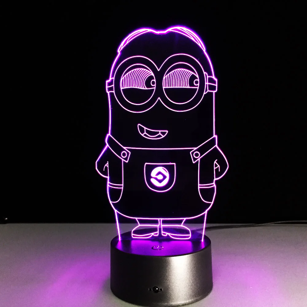 Миньоны 3D акриловая голограмма видение стерео свет Luz De LED 7 цветов лампочка