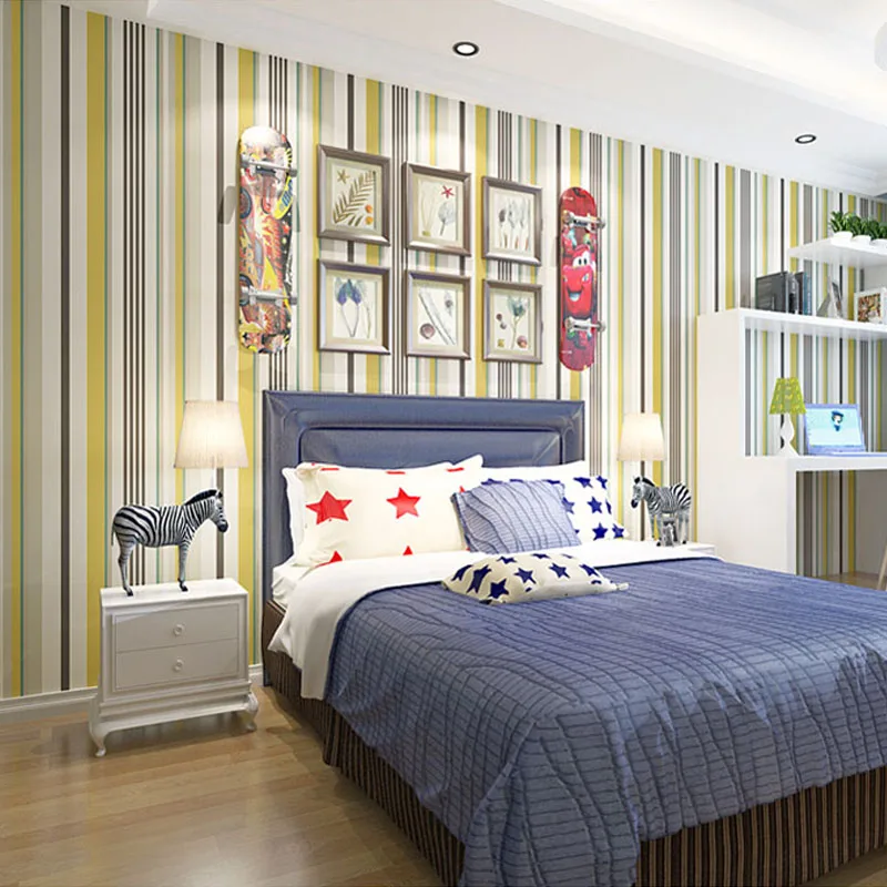 Современная черно-белая настенная бумага в Вертикальную Полоску рулон нетканой