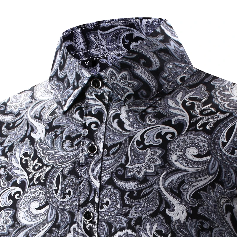 Мужская Повседневная рубашка с цветочным принтом в стиле ретро Классическая