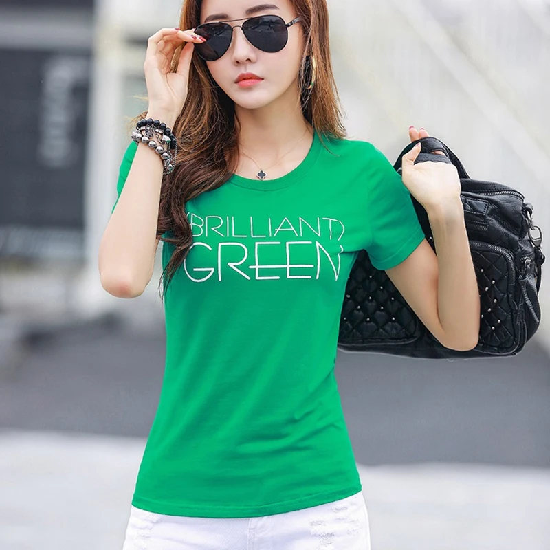 Женская хлопковая Футболка с круглым вырезом и принтом букв | одежда