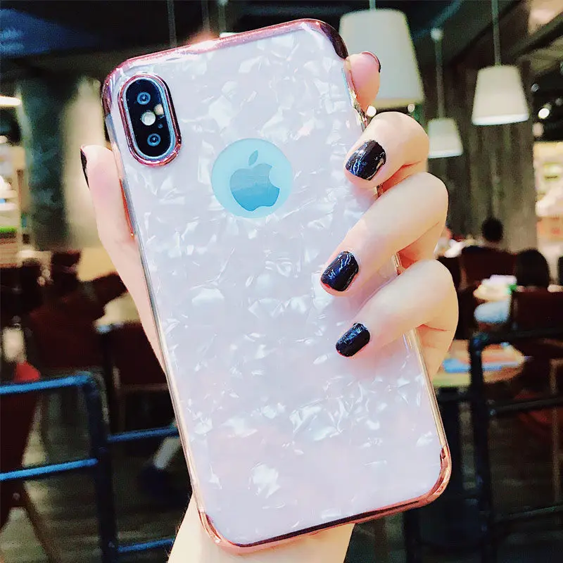 Модные чехлы для iPhone XR XS Max Покрытие Bling раковины Чехол мягкий ТПУ силиконовый