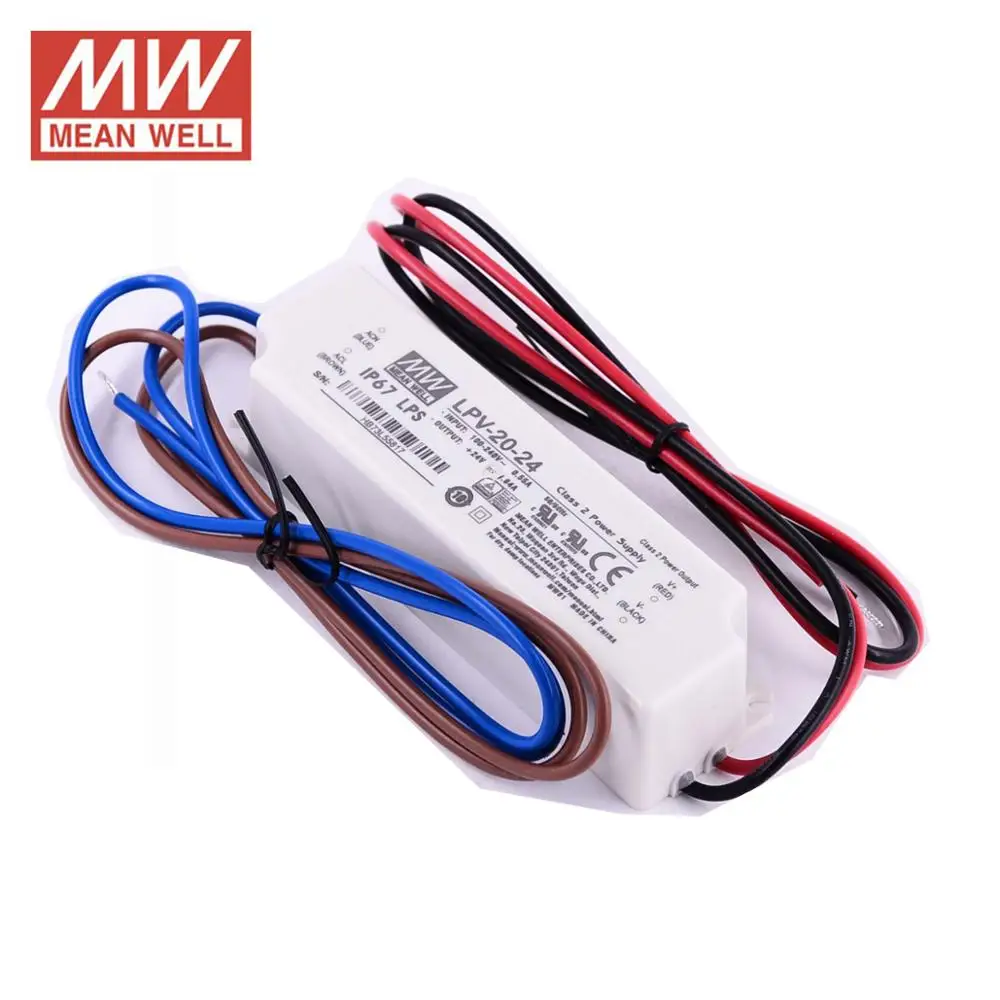 Оригинальный Средний хорошо LPV 20W 1.67A 12 V Светодиодный источник питания IP67 5 3A