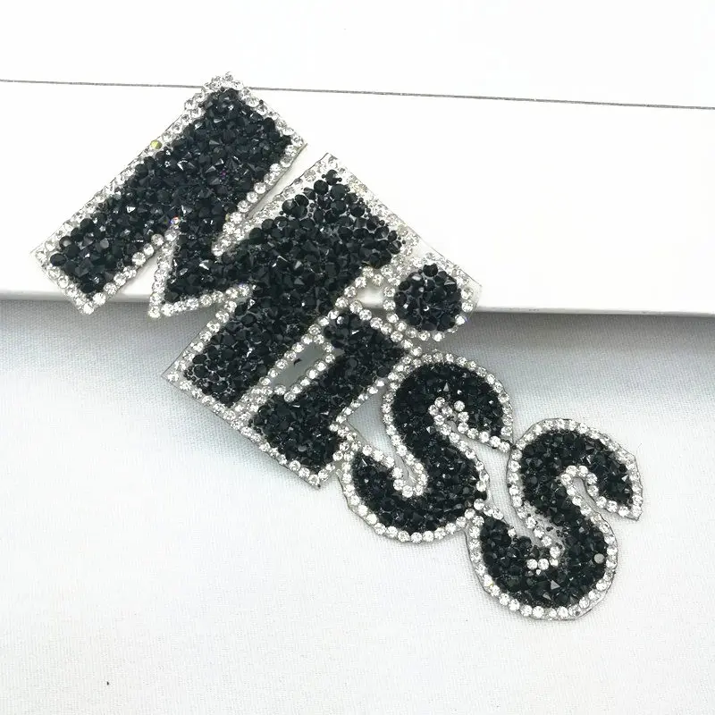 Блестящие нашивки Стразы с вышивкой буквенным принтом модные блестками для