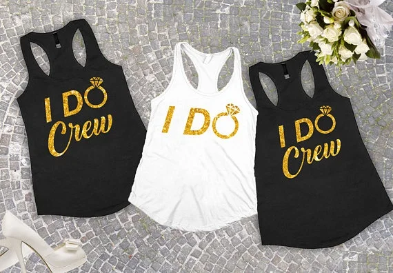 Блестящие золотые Майки для девичника подружки невесты команды I do crew футболки