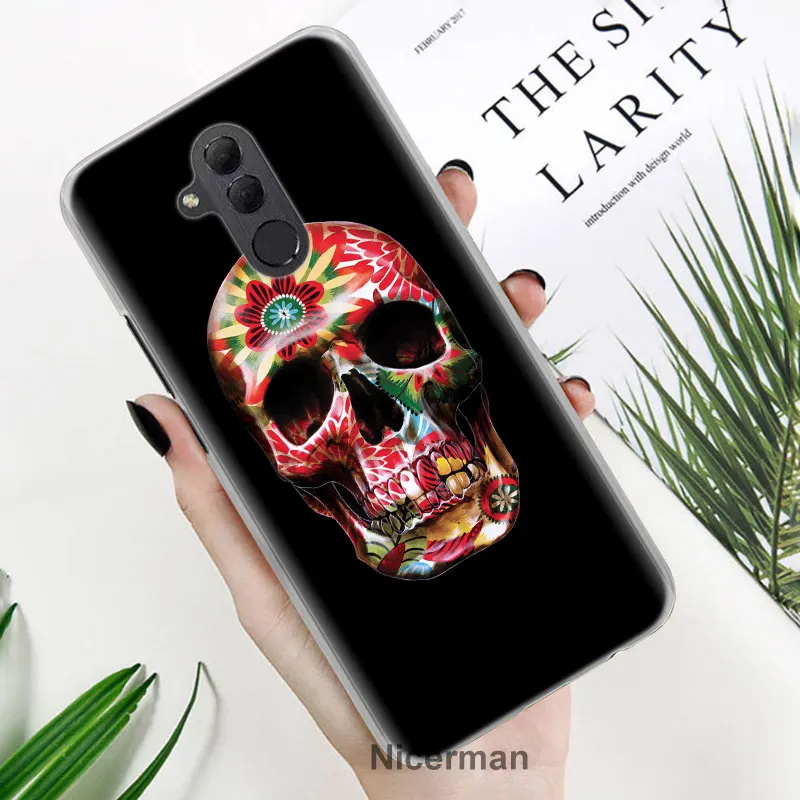 Цветочный Череп сахарный череп чехол для телефона для huawei Коврики 20 Pro 10 20 Lite P Смарт плюс P30 Pro P30 P20 Lite чехол Coque