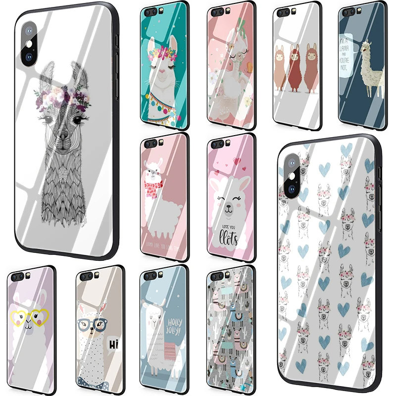 Чехол из закаленного стекла для телефона Lama Llama Alpacas с животными Huawei P10 P20 P30 Mate 20 Honor