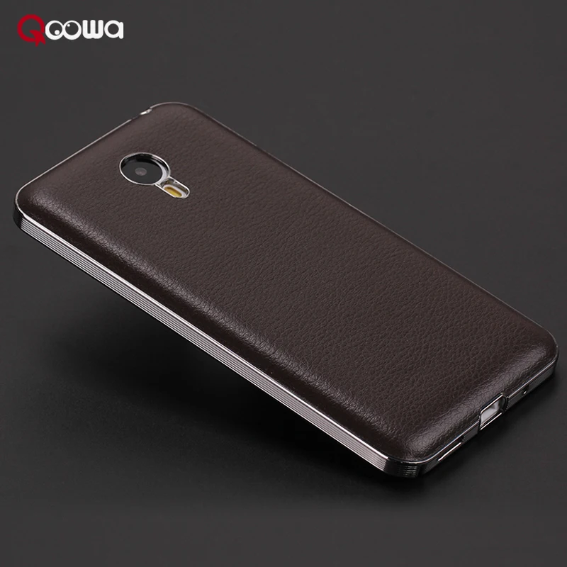 New arrival 7 Color Top Quality Luxury leather Back cover For meizu m2 note case with electroplate PC frame |
