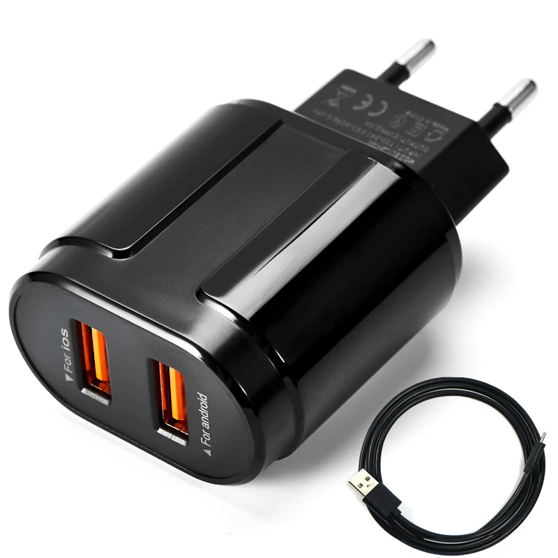 Адаптер зарядного устройства с двойным USB 2.4A мобильный телефон планшет настенное