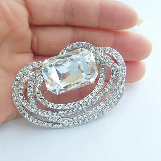 Свадебные ювелирные изделия серебряный тон прозрачный горный хрусталь Кристалл