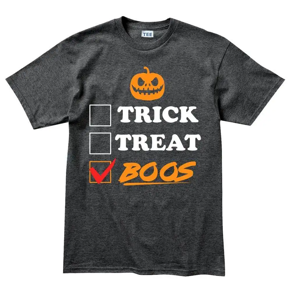 Мужская футболка на Хэллоуин Trick Treat Boos с футболки из 100% хлопка брендовая одежда