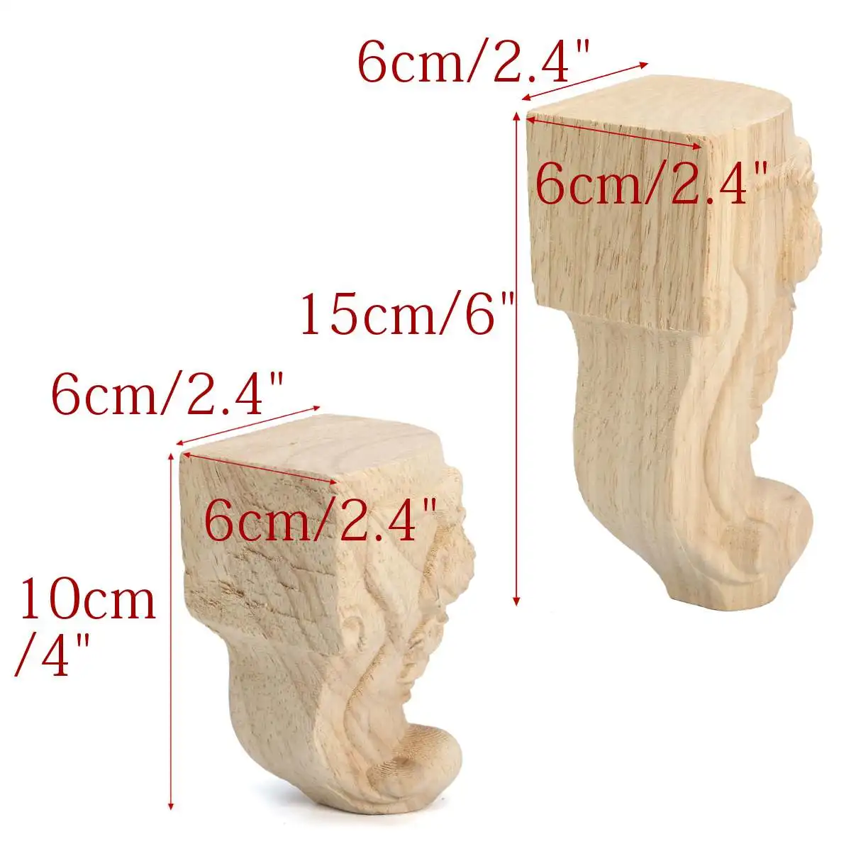4 шт./компл. 15x6 см/10x6 см Европейская ножка для мебели резная деревянная стойка