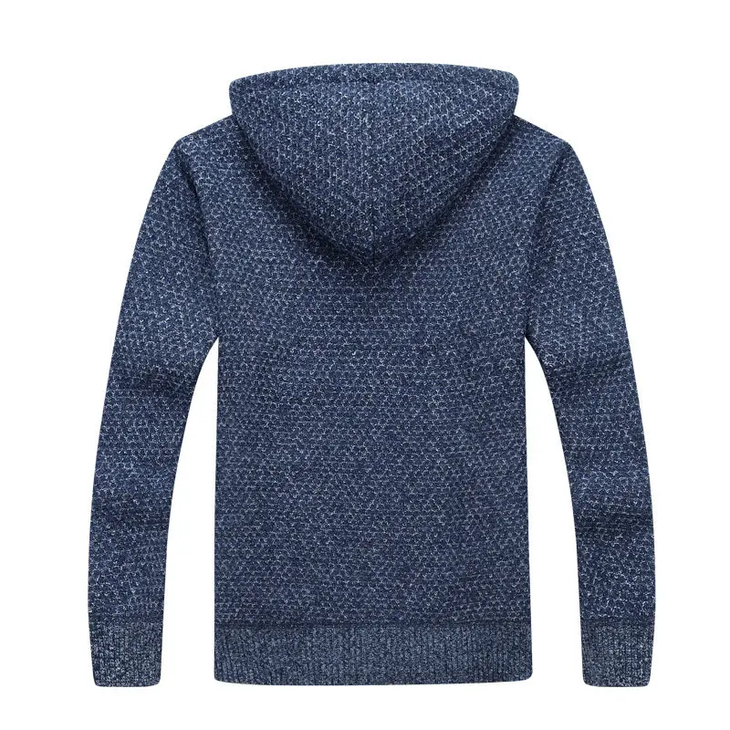 Autumn Winter Thick Warm Knitted Sweater Men Hooded Casual Solid Cardigan Men Fashion Mens Sweatercoat