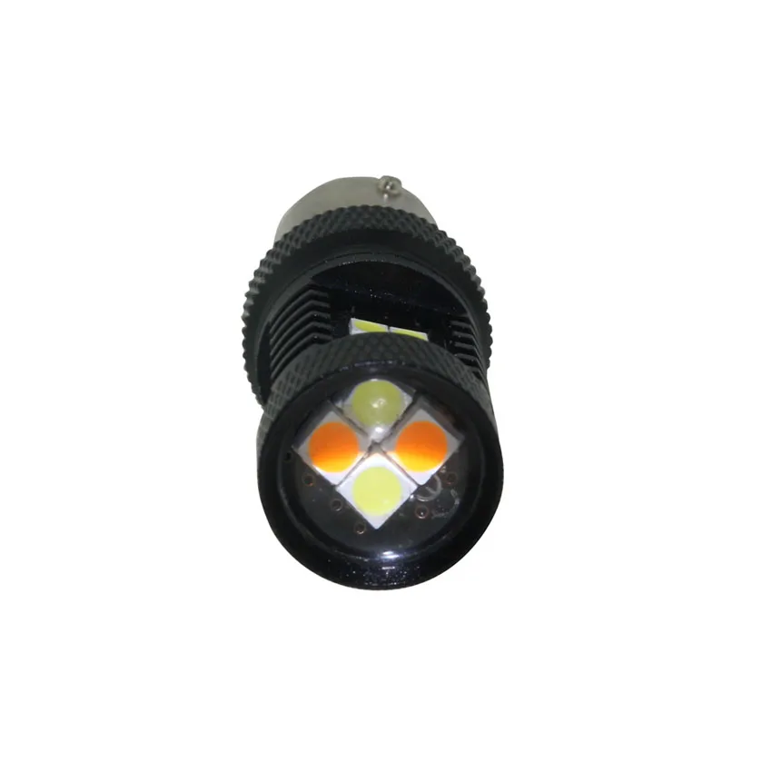 2 шт. 1157 3030 светодиодные лампы P21/5 Вт Bay15d t25 t20 светодиодные двухцветные лампы для парковочные фары автомобиля Drving/Тормозная лампа белый+ желтый/янтарный