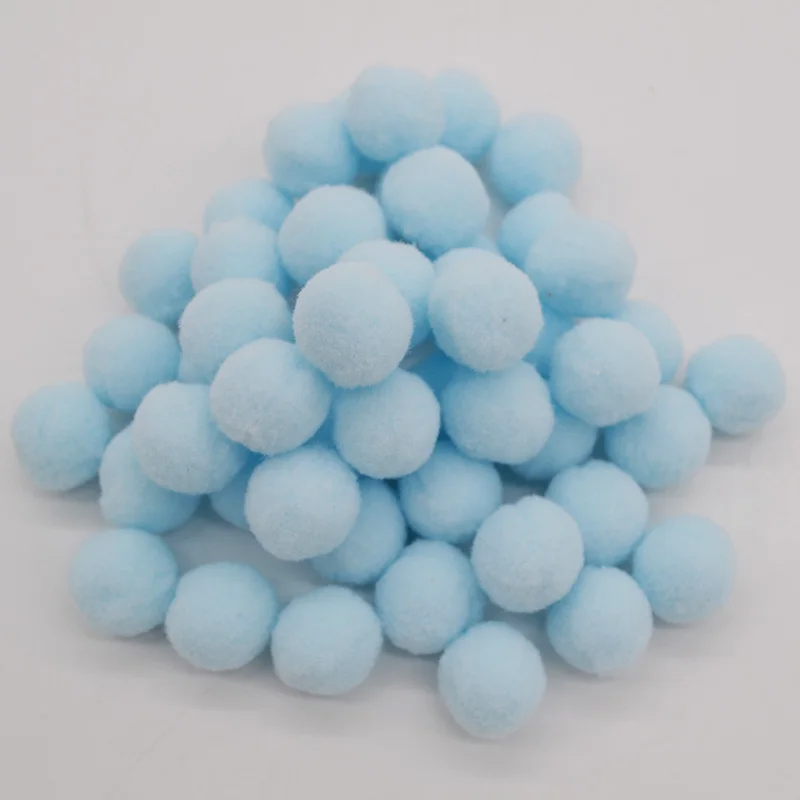 light blue 50 шт./лот, 20 мм, разноцветный помпон из меха, плюшевый шар, сделай сам, мягкие помпоны для детей, игрушки для свадьбы, украшения дома, аксессуары - Цвет: light blue